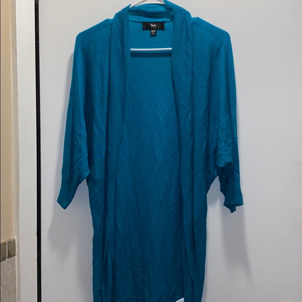 Teal lightweight cardigan, cropped sleeves